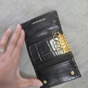 Danier Black Leather Key Holder with Gold Hardware